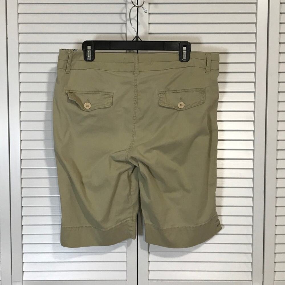 Blue Epic Khaki Tan stretch Twill Utility Chino Bermuda Shorts Women 14 - Picture 2 of 9